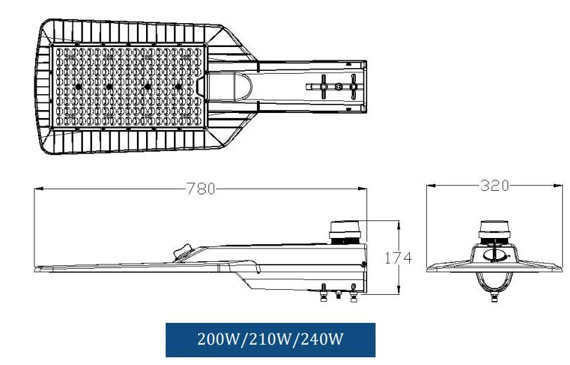200W/210W/240W LED道路路灯 自浄機能付き 庭園駐車場 広場 壁高速道路横断道路 6