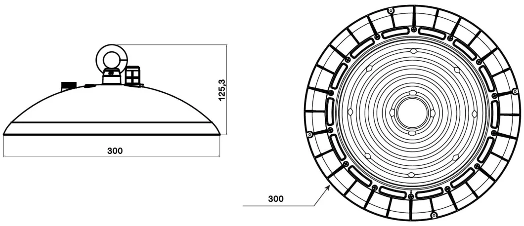 NSF 認定 UFO LED ハイベイライト IP66 清掃が簡単 60W 100W 150W 200W 9