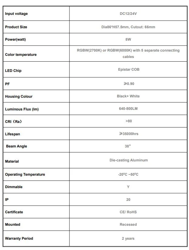 収納されたCOB LED 室内天井ダウンライト 調節可能な白色点滅 無料 5年保証 アルミフレーム 3
