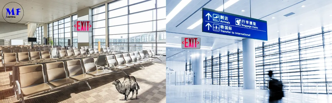 リチャージ可能なLED出口標識 非常用灯 ショッピングモール スーパーマーケット 空港 オフィス 工場 1