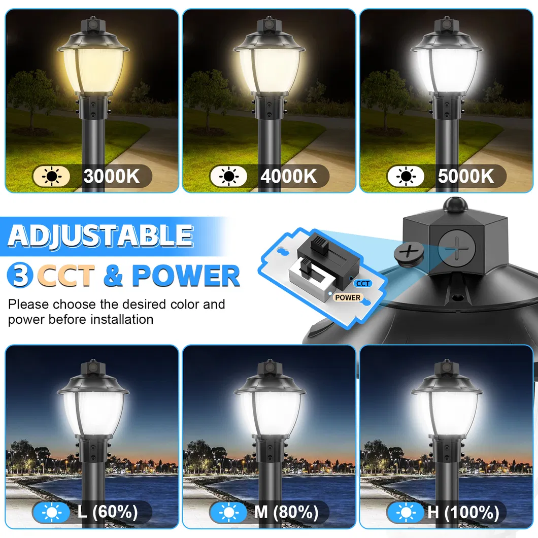 LEDガーデンライト 調光可能 アンチショック IP65 48/64/80W 防水 130lm/W ランタン ブラック＆ホワイト 芝生 0
