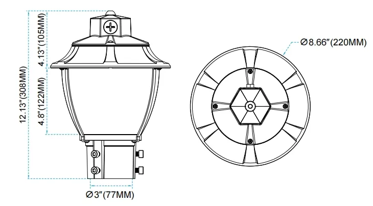 LEDガーデンライト 調光可能 アンチショック IP65 48/64/80W 防水 130lm/W ランタン ブラック＆ホワイト 芝生 4
