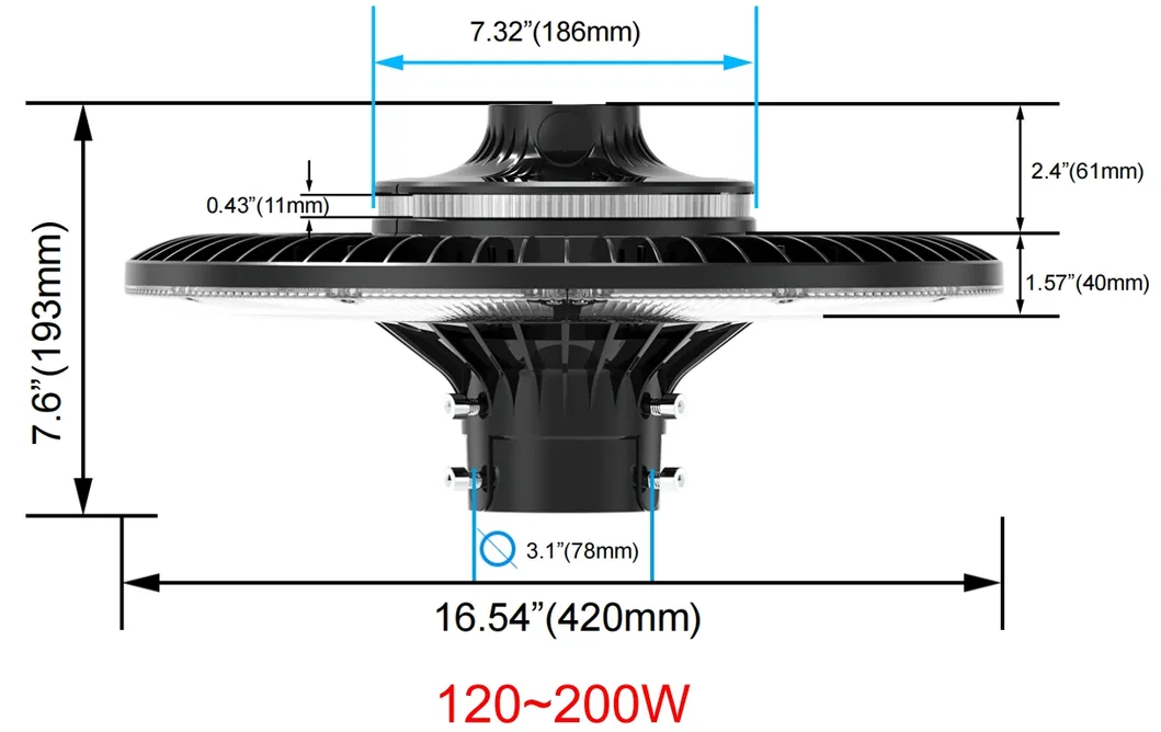 LEDガーデンライト 調節可能 150W IP65 防水内蔵 130lm/W 丸型 ブラック 庭 公園 庭 ポストトップ 6