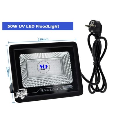 50W/100W/150W 365nm/395nm Aluminum Waterproof Outdoor IP66 Flood Curing Full Spectrum Ultraviolet Adjustable UVA Blacklight Theatre Haunted House LED UV Light