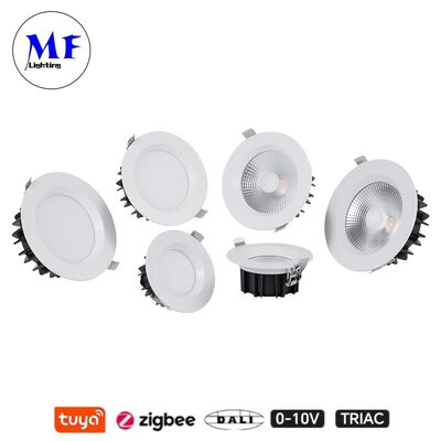 Dimmable 7W 100lm/W LED Spot Down Light CCT Adjustable CRI90 Triac /0-10V/Dali-2/Tuya Zigbee Beam Angle 60° Recessed Anti-Glare SMD for Commercial and Residential Places