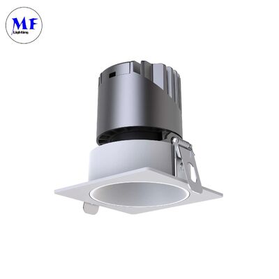High CRI Square LED Recessed Spotlight Downlight IP44 Anti-Glare 15°Adjustable Triac 0-10V Dali-2 Dimmable Ceiling Down Light 12W