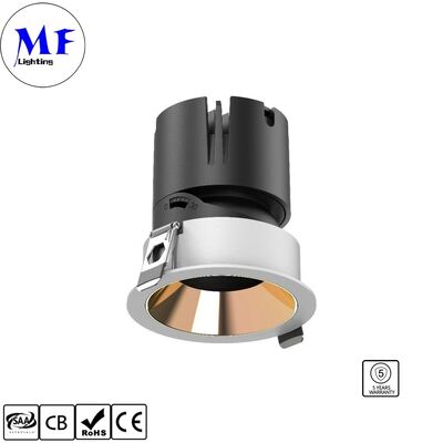 7W LED Down light CRI90 High LM 120lm/W ETL Driver 110Vac DIP 5CCT adjustable 200-240VAC Triac/0-10V/ Dali /dali-2 Dimmable Recessed Anti-glare LED Spot Downlight for Commercial Spaces