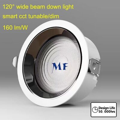 LEDダウンライト 丸型 SMD 120度広角ビーム 140lm/W 160lm/W IP44 IK07 50W 60W 70W 80W 100W Dali Tuya Zigbee 黒白ハウジングカバー