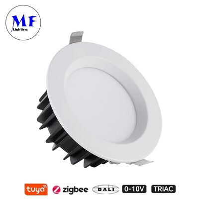 15W 100lm/W LEDスポットダウンライト CCT調整可能 CRI90トライアック /0-10V/Dali-2/Tuya Zigbee調光可能 ビーム角60°埋め込み型グレア防止SMD、商業施設および住宅用